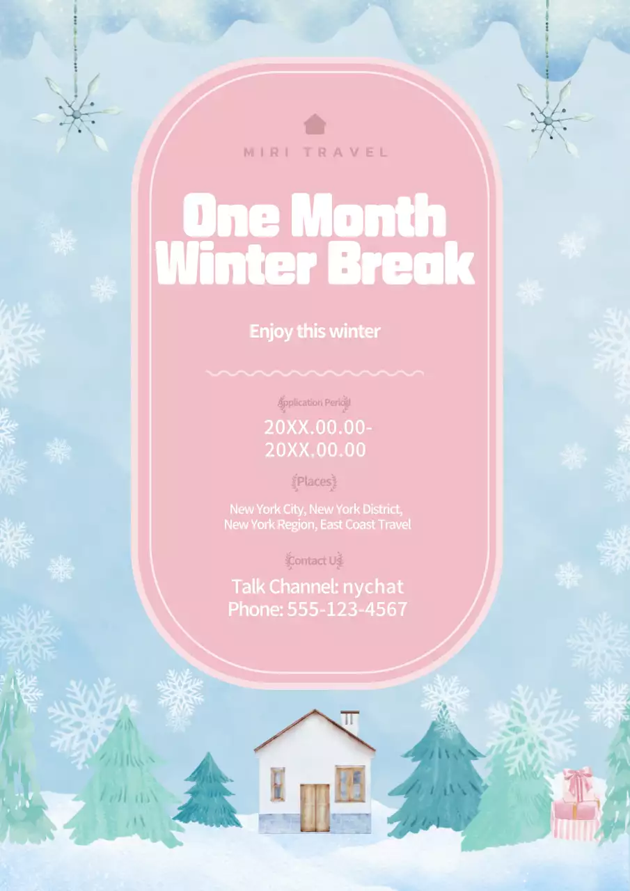 Poster quảng cáo mùa đông cổ điển màu hồng