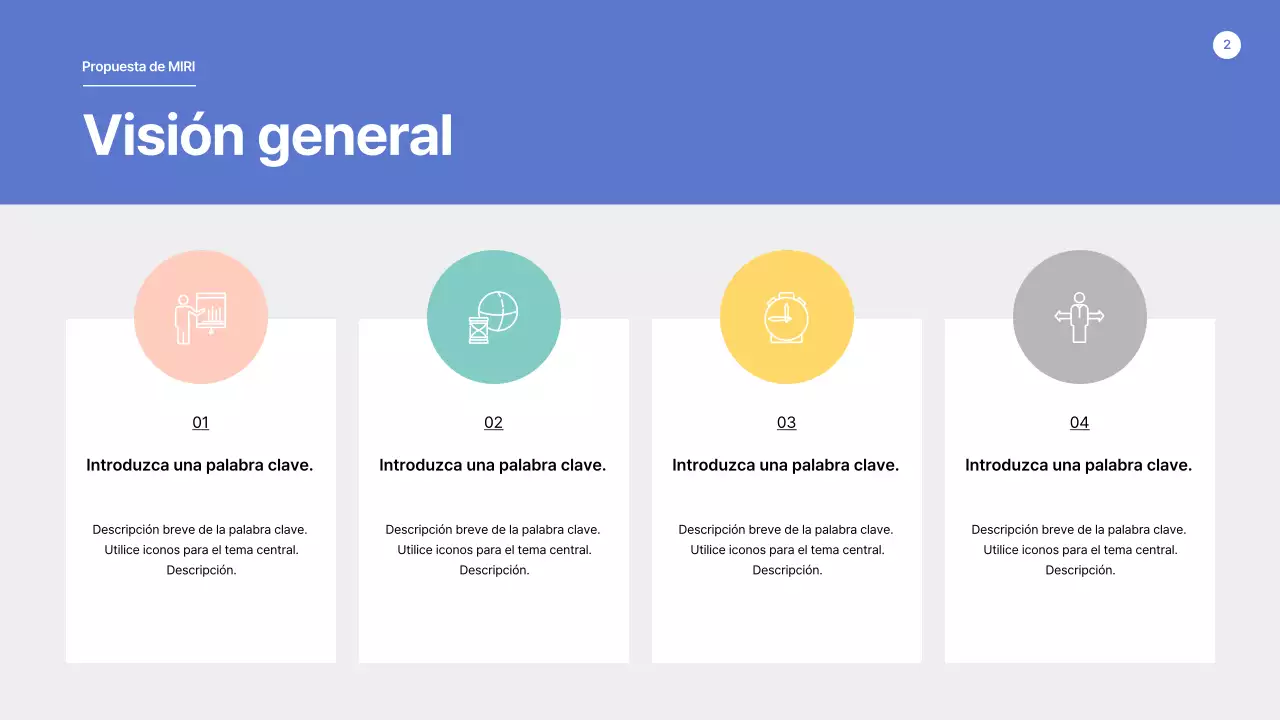 Una propuesta con formas limpias en azul y amarillo