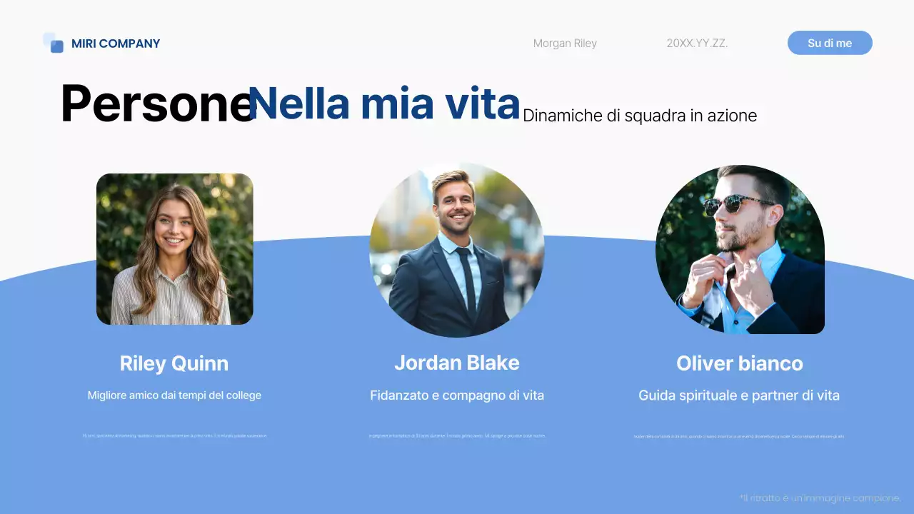 passo di autopresentazione moderno e blu