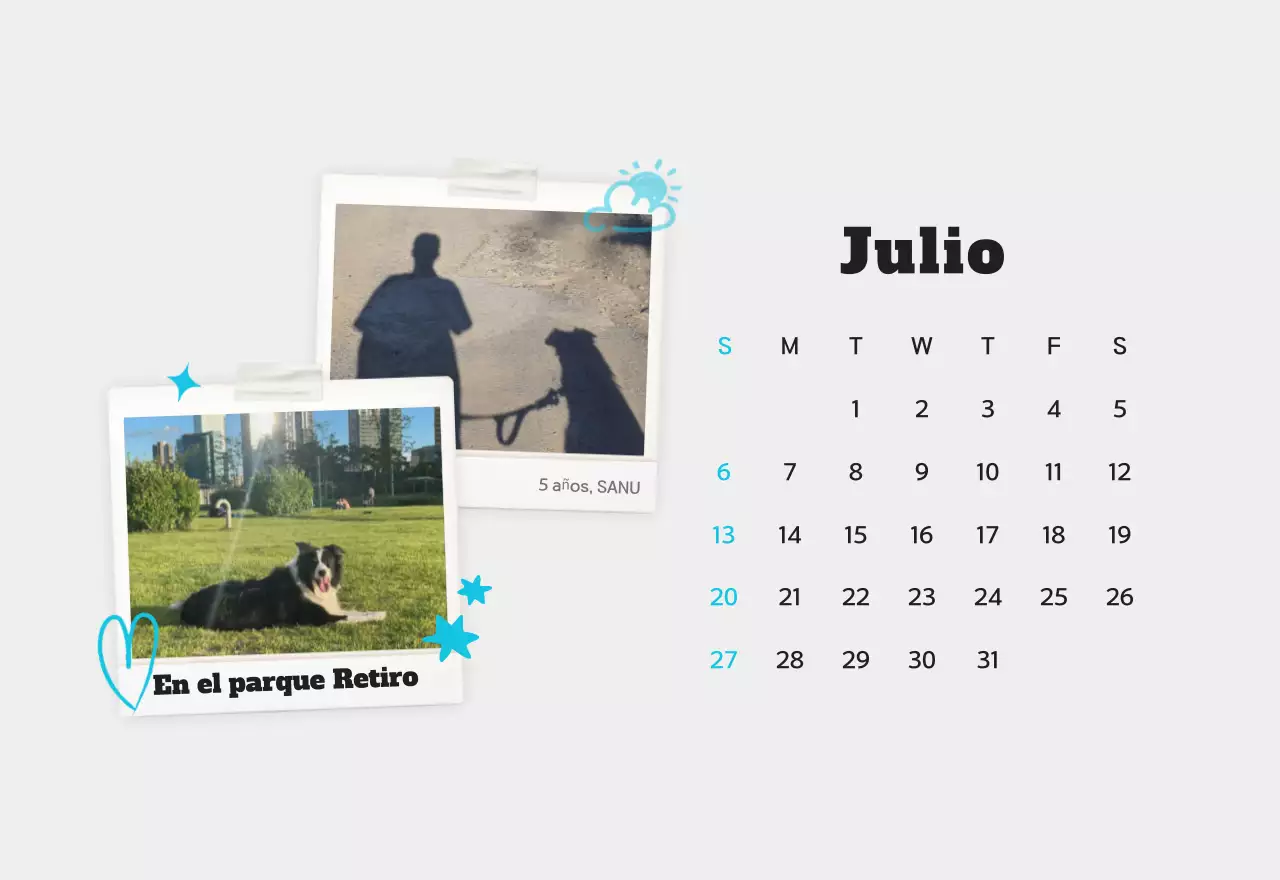 Calendario de fotos de mascotas blanco y limpio