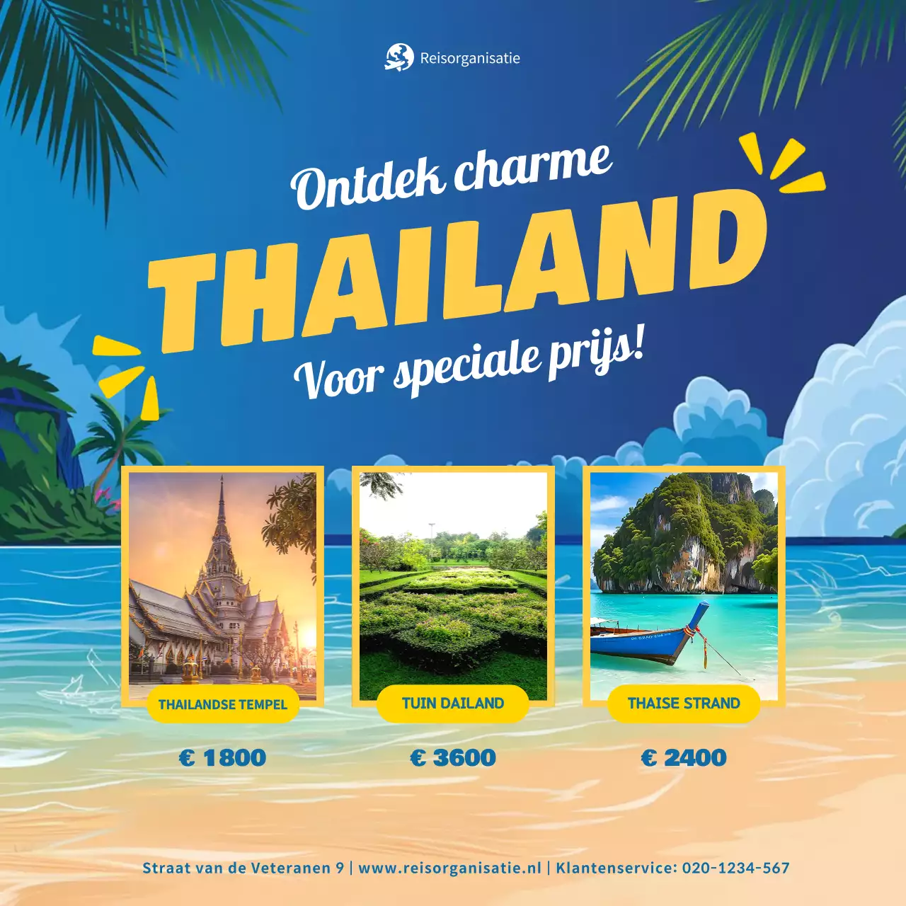 blauwe tropische reis promotie