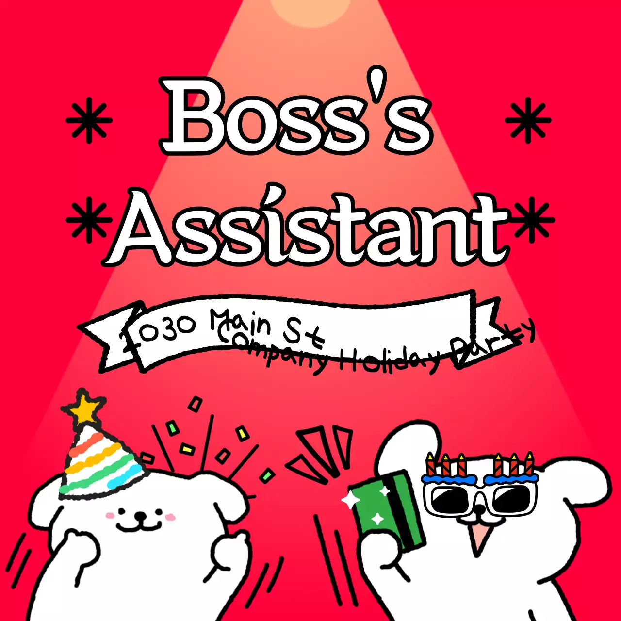 Undangan Pesta Animasi Merah Posting Media Sosial