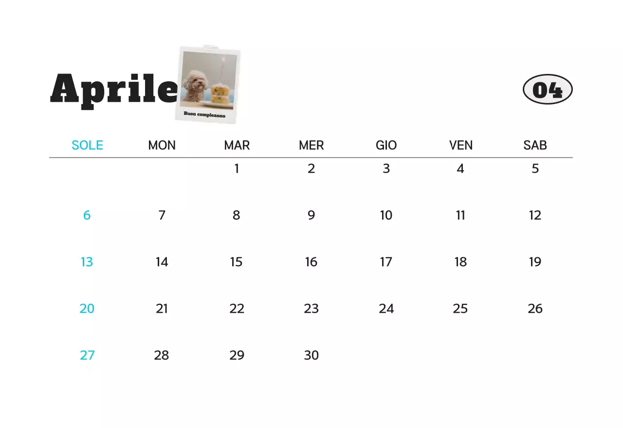 Calendario fotografico bianco per animali domestici puliti