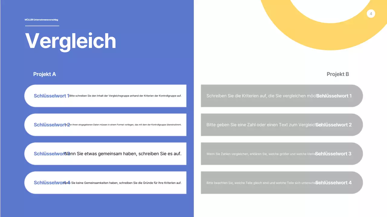 Ein Vorschlag mit klaren Formen in Blau und Gelb