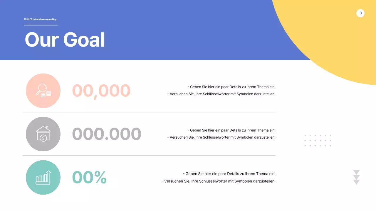 Ein Vorschlag mit klaren Formen in Blau und Gelb