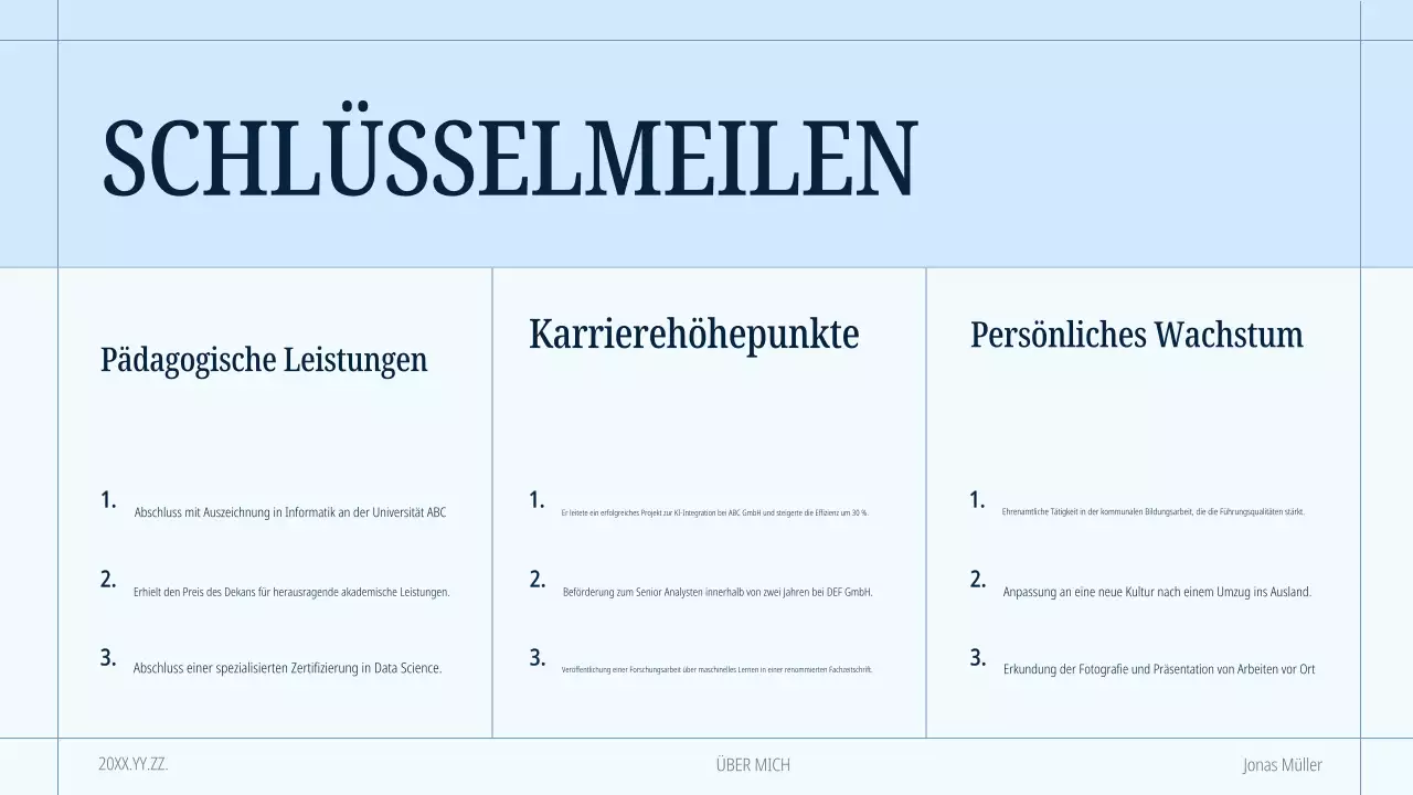 blaue moderne Selbstdarstellungsmappe