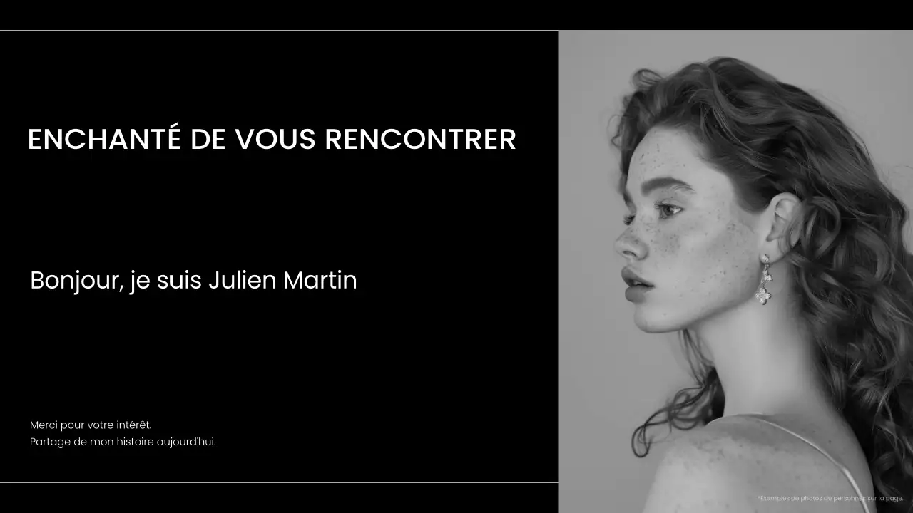 portfolio d'auto-présentation moderne en noir et blanc