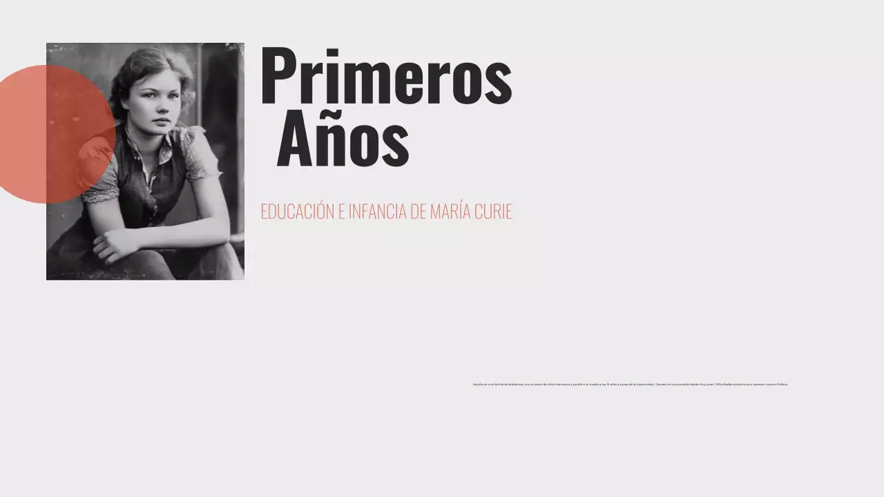 Explorando la vida de Marie Curie Presentación minimalista