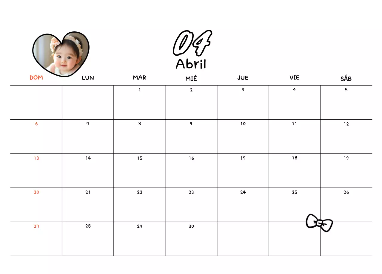 Bonito calendario con fotos de Año Nuevo