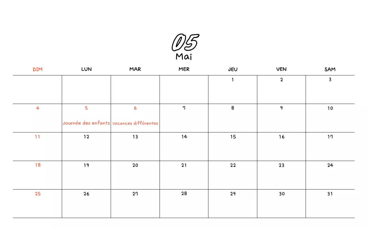 Calendrier photo avec dessin mignon