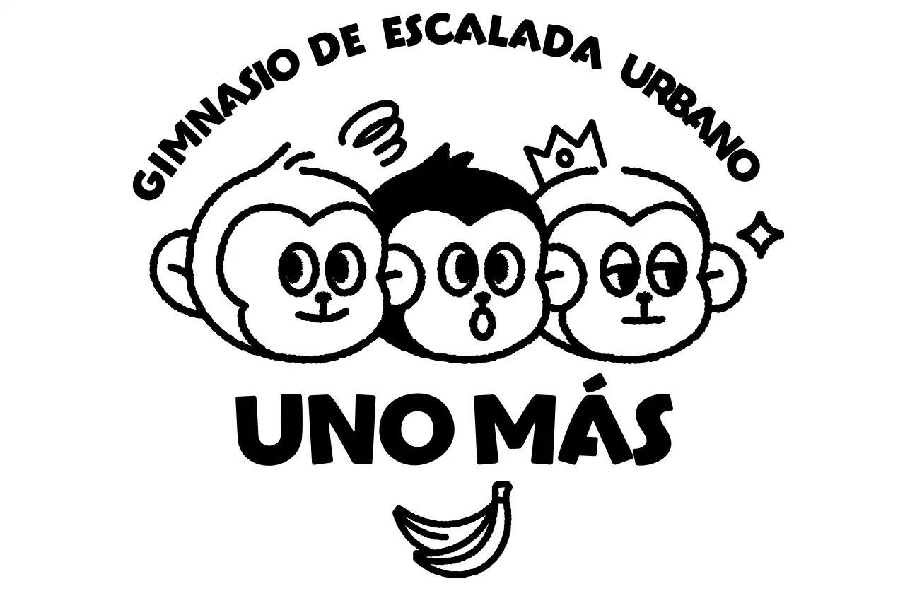 Logotipo deportivo sencillo con ilustración de tres simpáticos monos