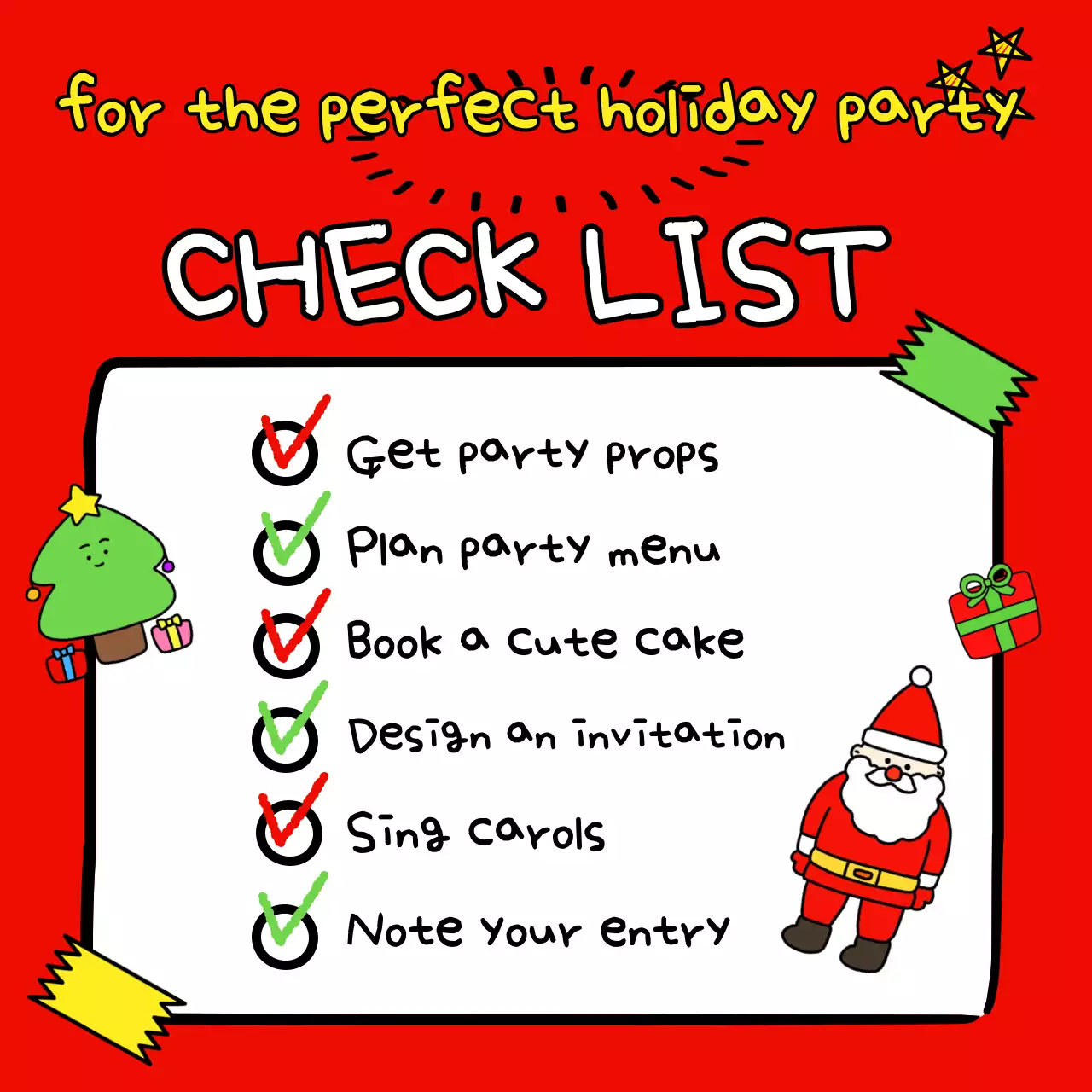 Bài đăng trên mạng xã hội về danh sách kiểm tra ngày lễ truyện tranh đỏ