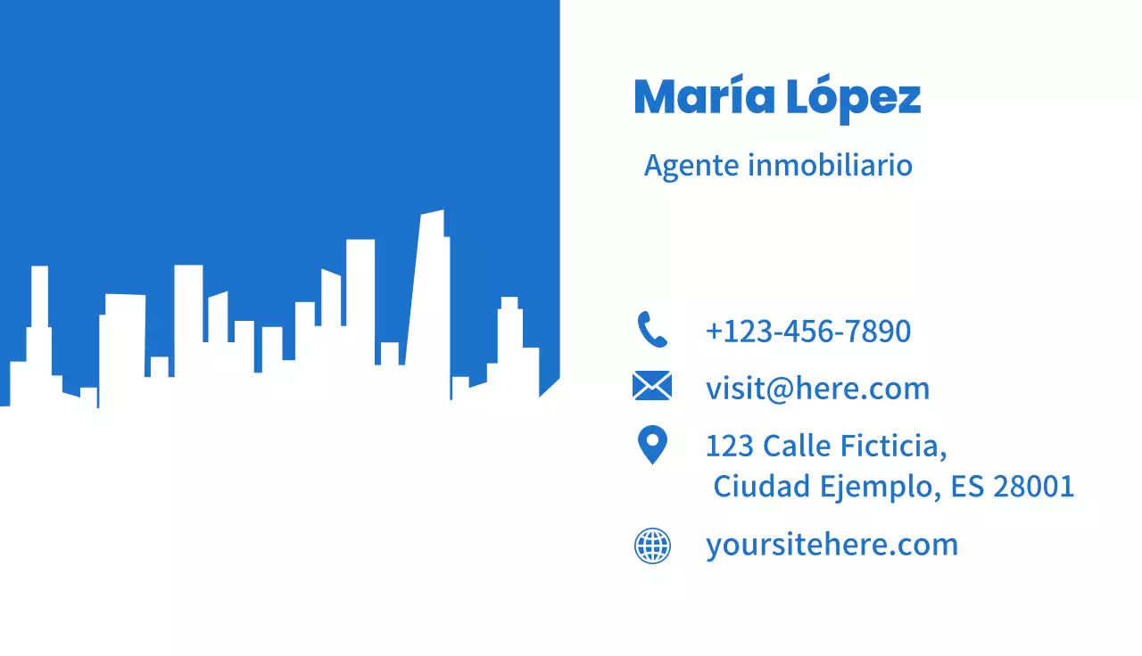 tarjeta inmobiliaria moderna azul
