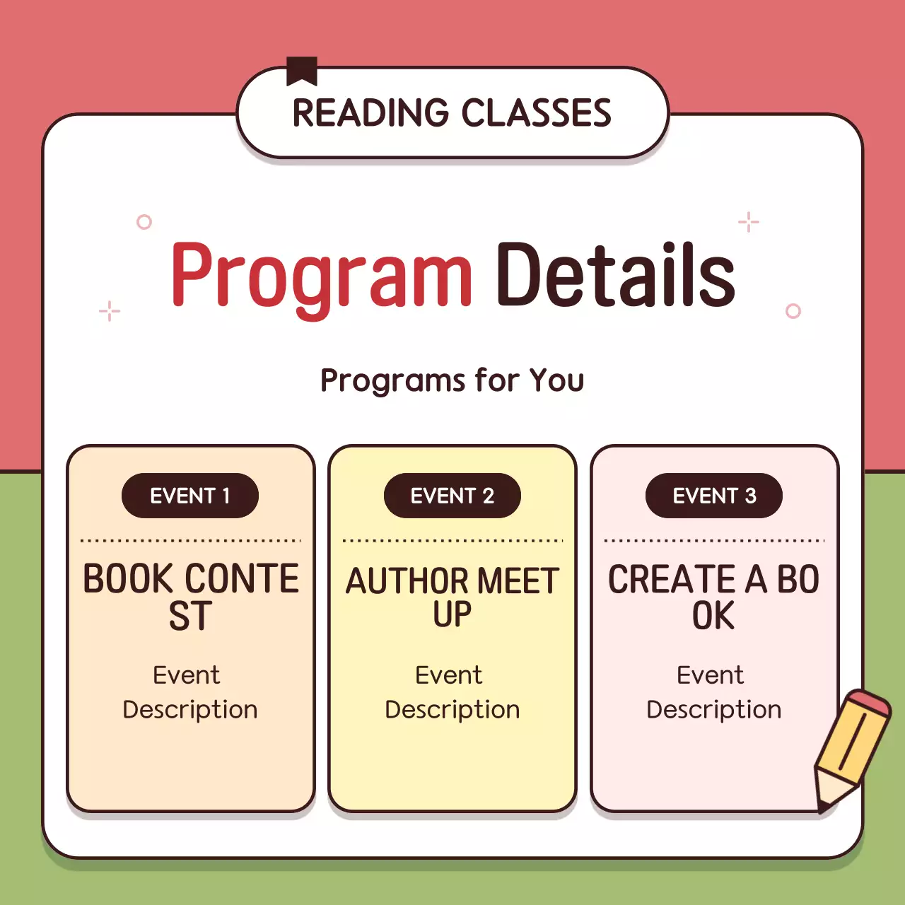 Red Simple Library Event Instagram Carousel