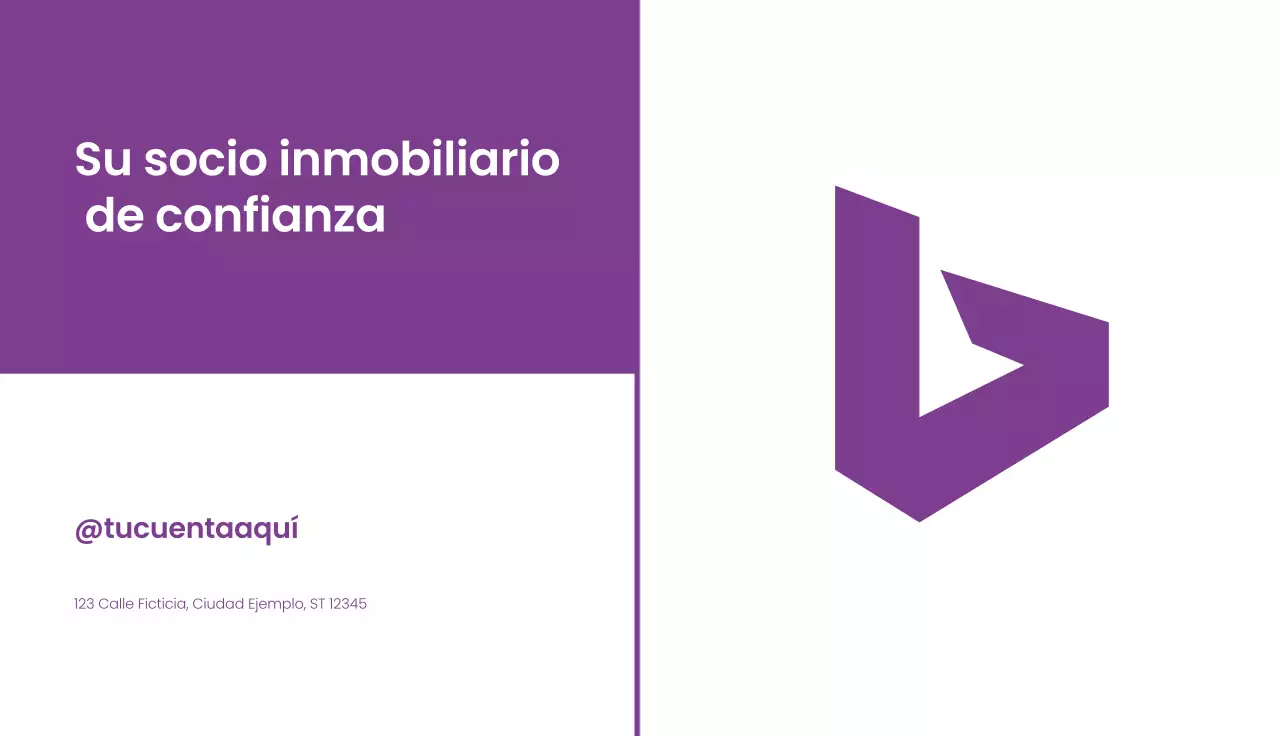 tarjeta de visita inmobiliaria moderna de color morado