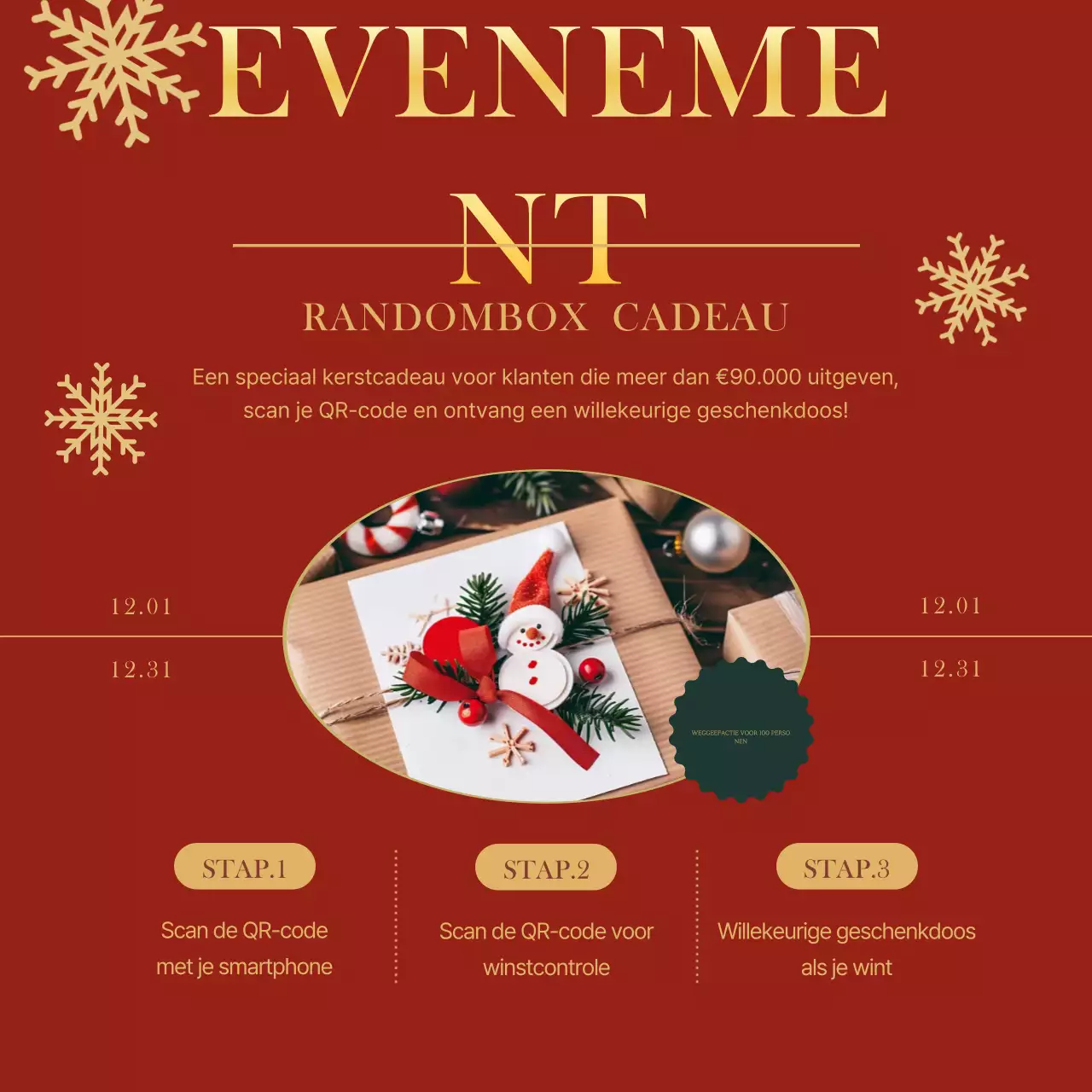 Een klassieke rode kerstverkoopadvertentie op sociale media