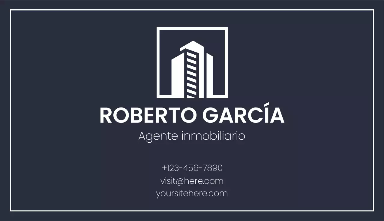tarjeta de visita inmobiliaria moderna navy