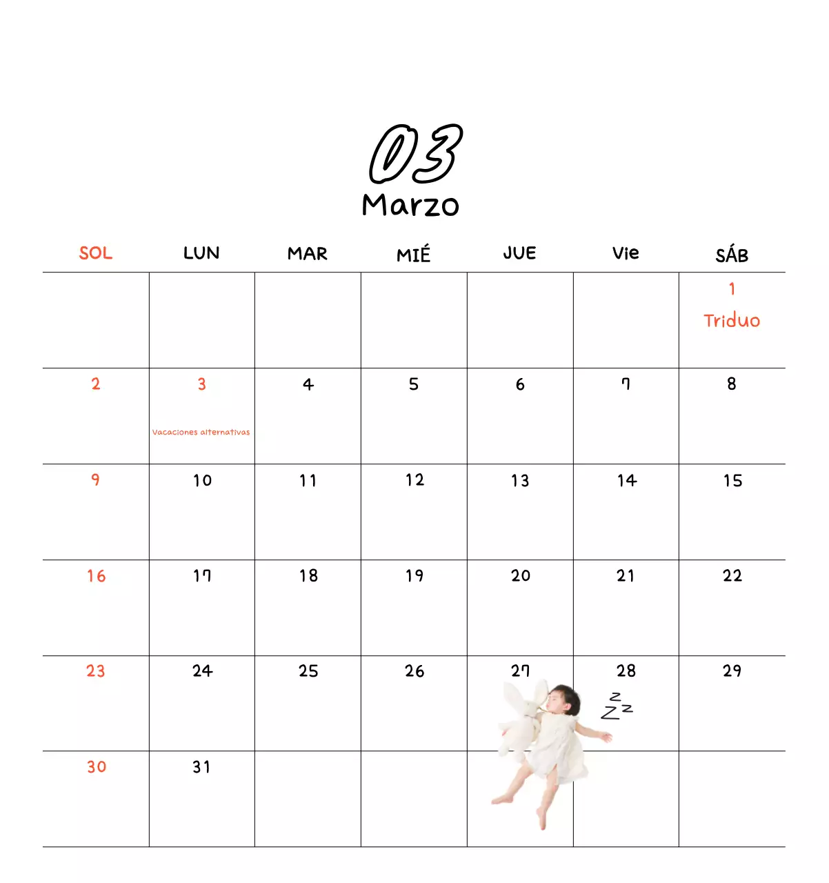 Bonito calendario con fotos de Año Nuevo