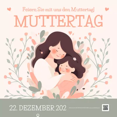 beige geblümte Einladung zum Muttertag