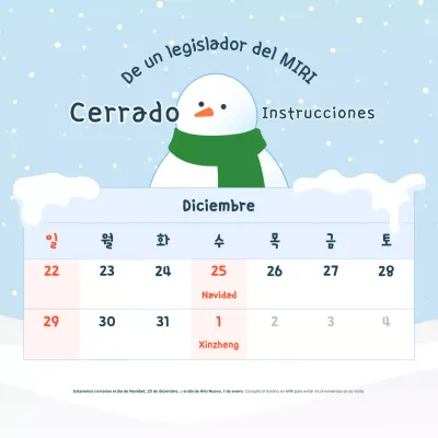 Aviso de cierre azul claro