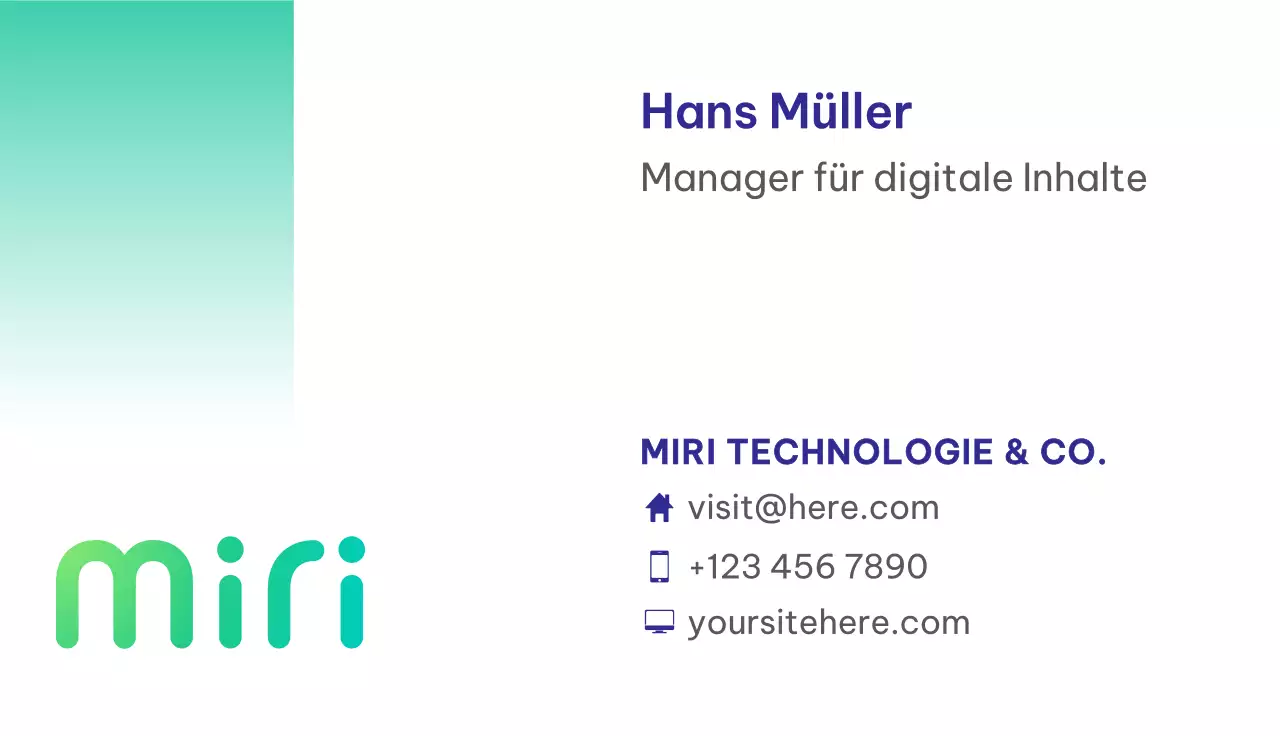 Teal moderne Visitenkarte