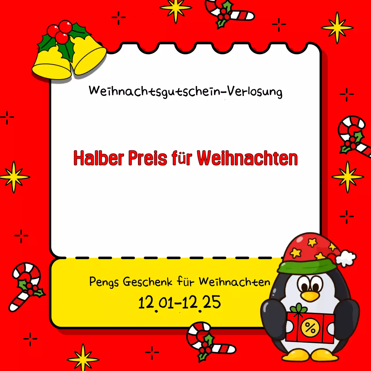 Werben Sie für Ihre Weihnachtsveranstaltung in Rot und Grün mit dieser niedlichen Weihnachtsanzeige