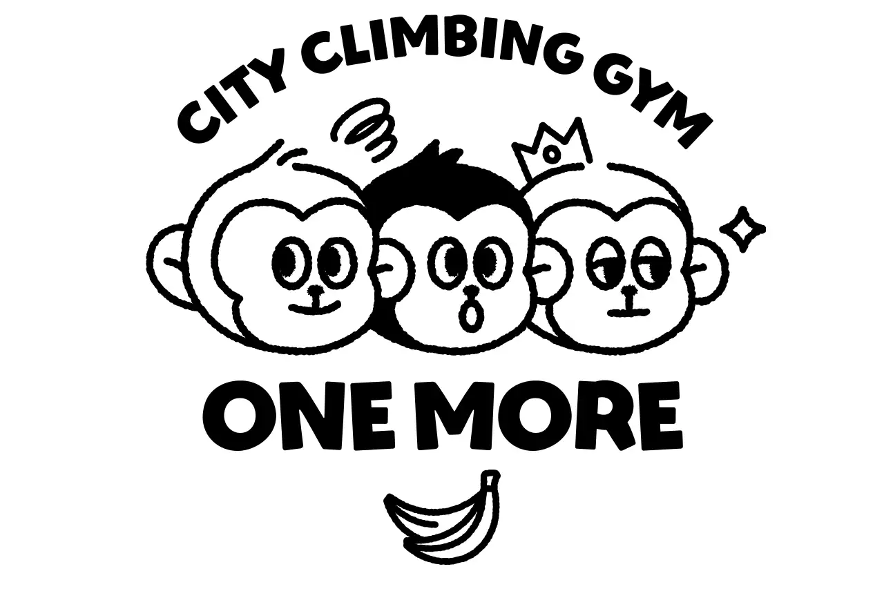 귀여운 원숭이 세마리 일러스트가 있는 심플한 스포츠 로고