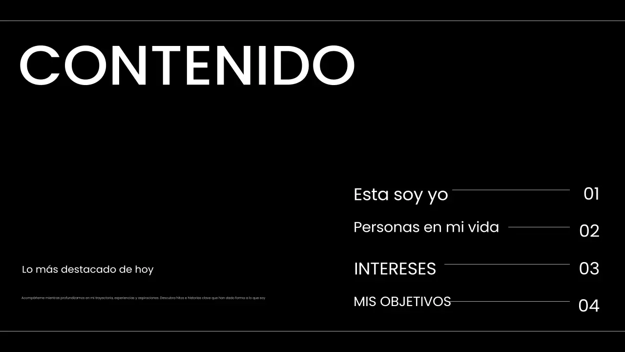 portafolio de autopresentación moderno en blanco y negro