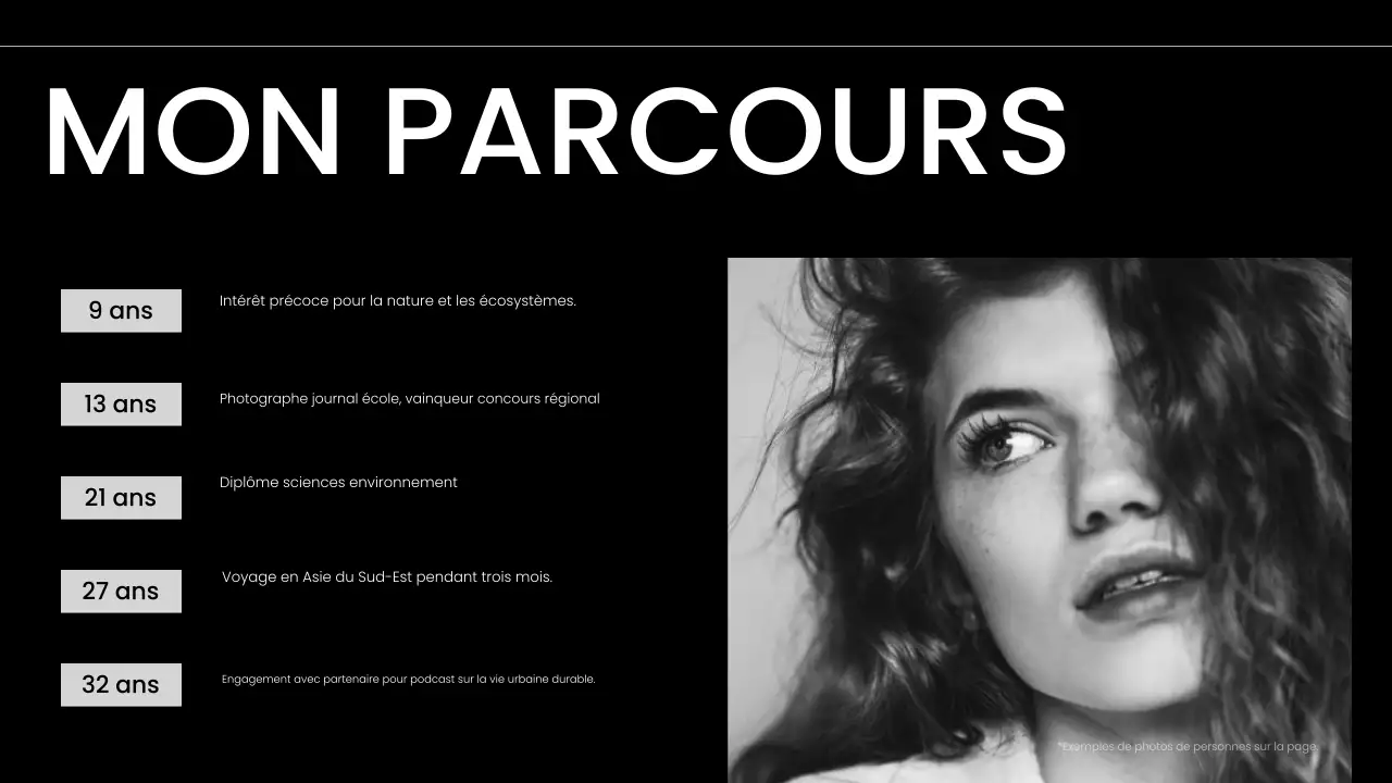 portfolio d'auto-présentation moderne en noir et blanc