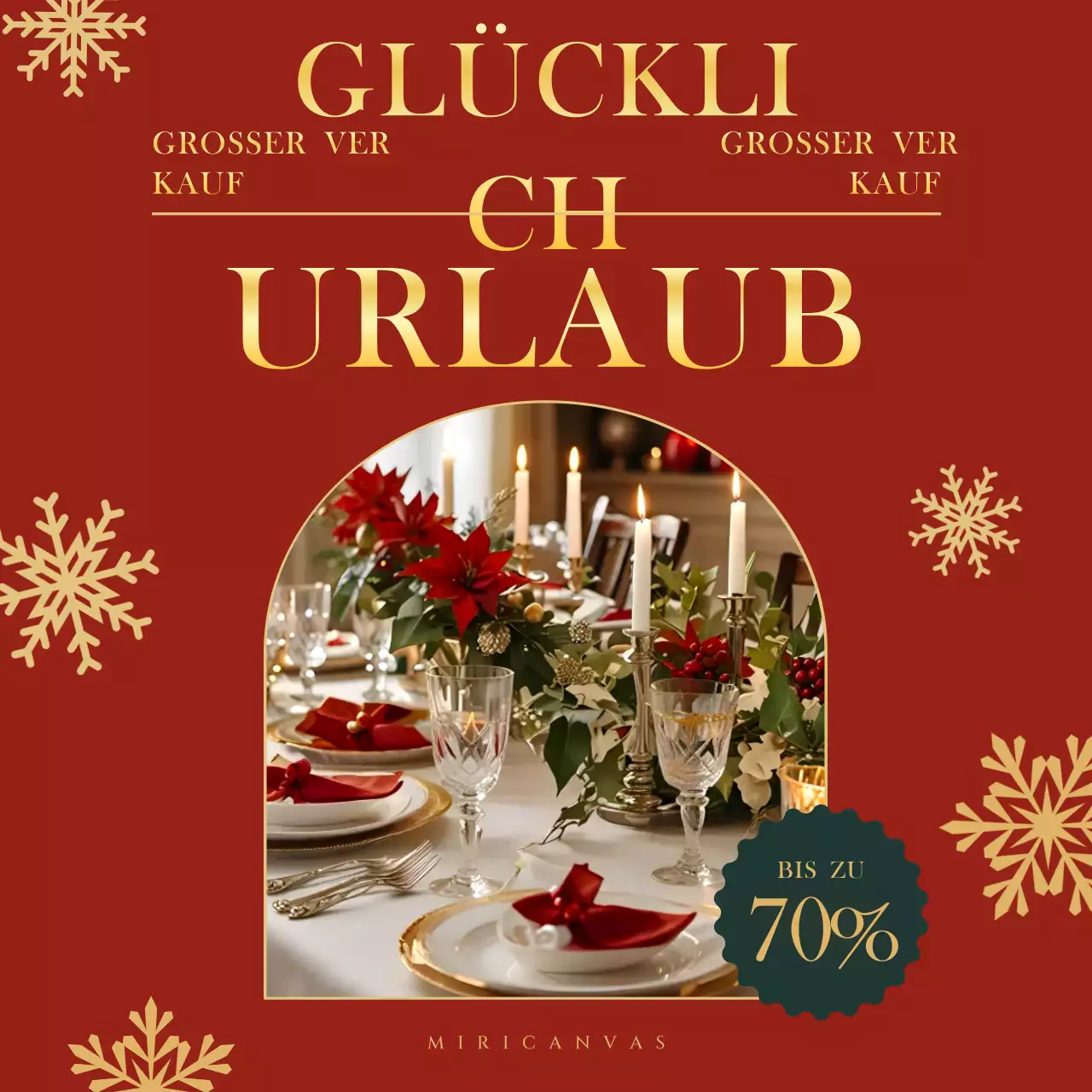 Eine klassische rote Weihnachtswerbung in den sozialen Medien