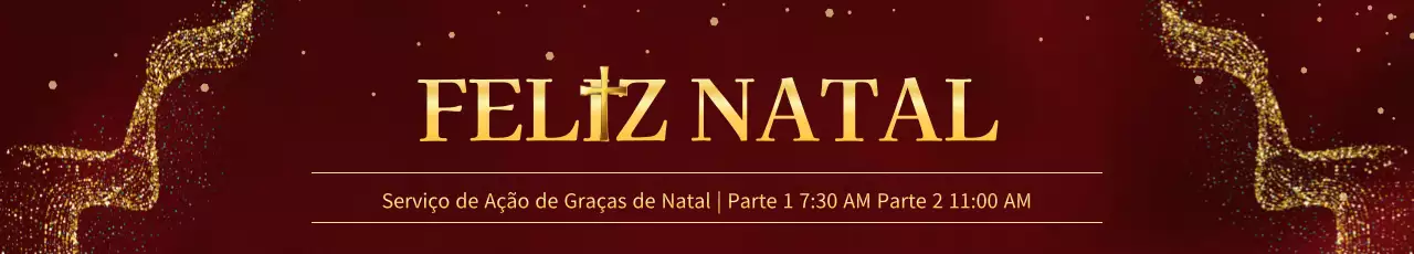 Promover um serviço de Natal com classe em vermelho e dourado