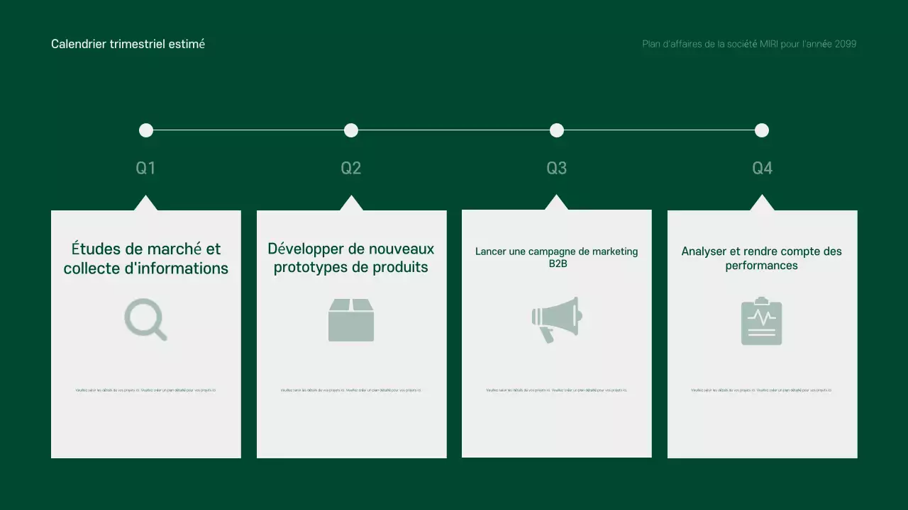 Un plan d'affaires propre, vert et gris pour l'année à venir