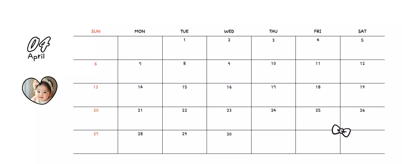 Adorable New Year's photo calendar