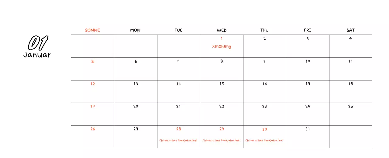 Niedlicher Neujahrs-Fotokalender