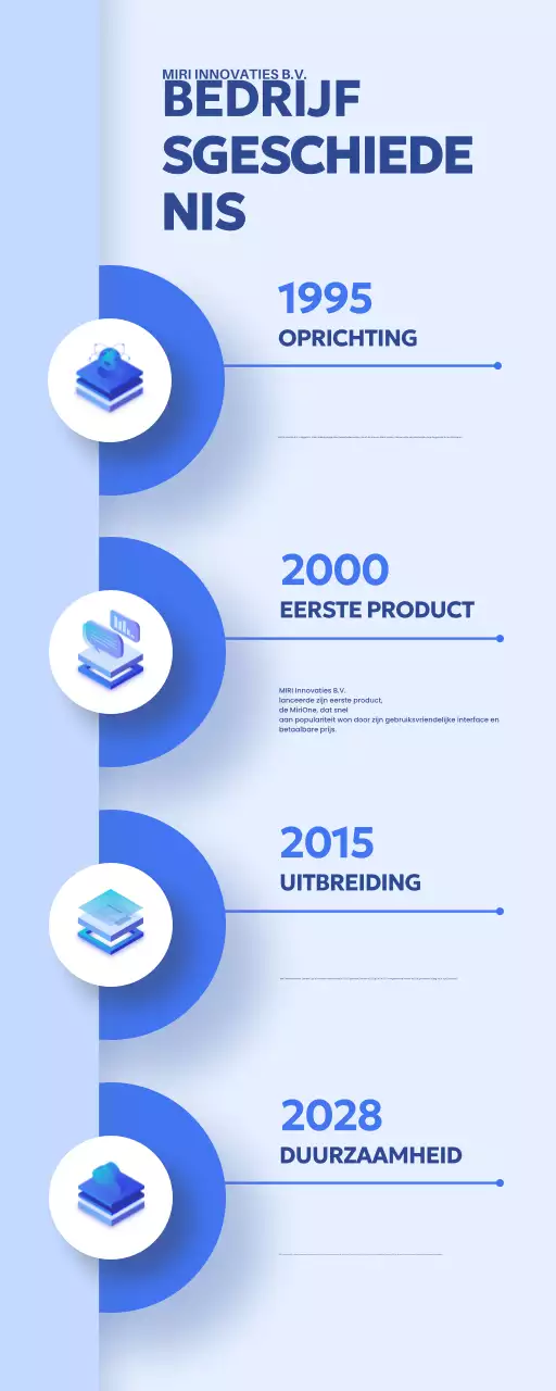 blue modern bedrijfsgeschiedenis informatie