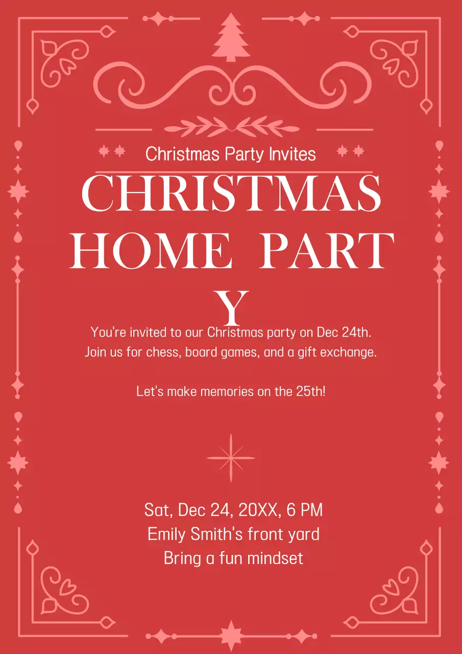 Poster mời mừng Giáng sinh truyền thống màu đỏ