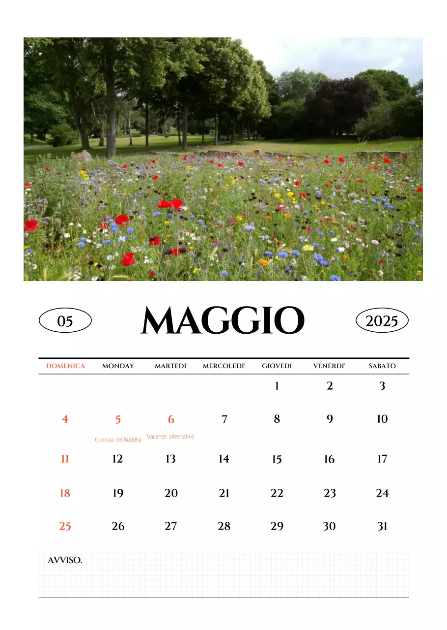 Calendario fotografico semplice