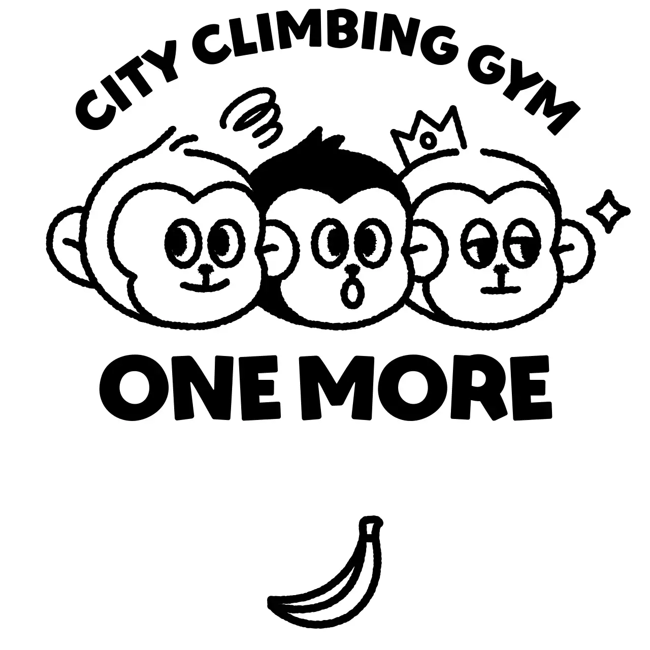 귀여운 원숭이 세마리 일러스트가 있는 심플한 스포츠 로고