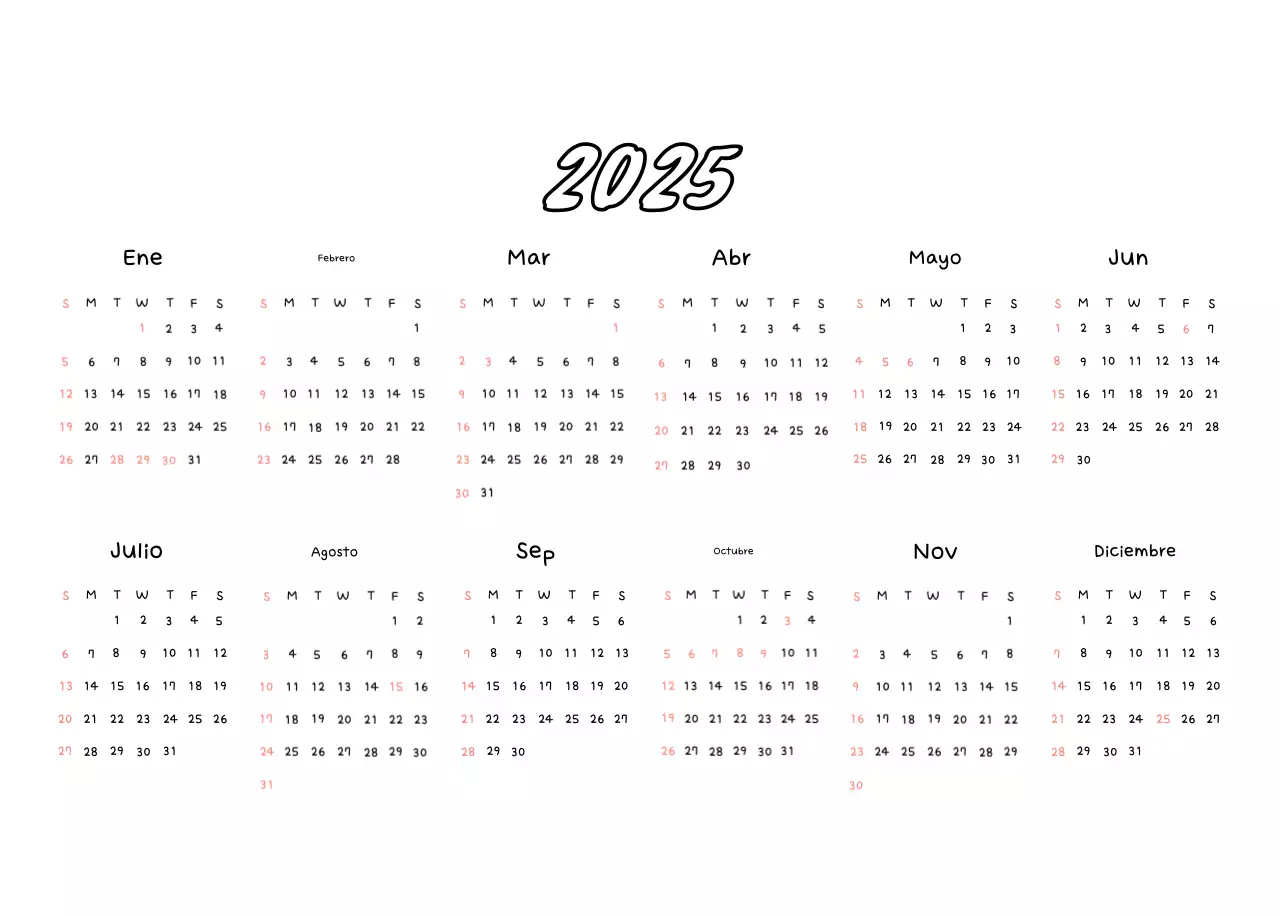 Bonito calendario con fotos de Año Nuevo