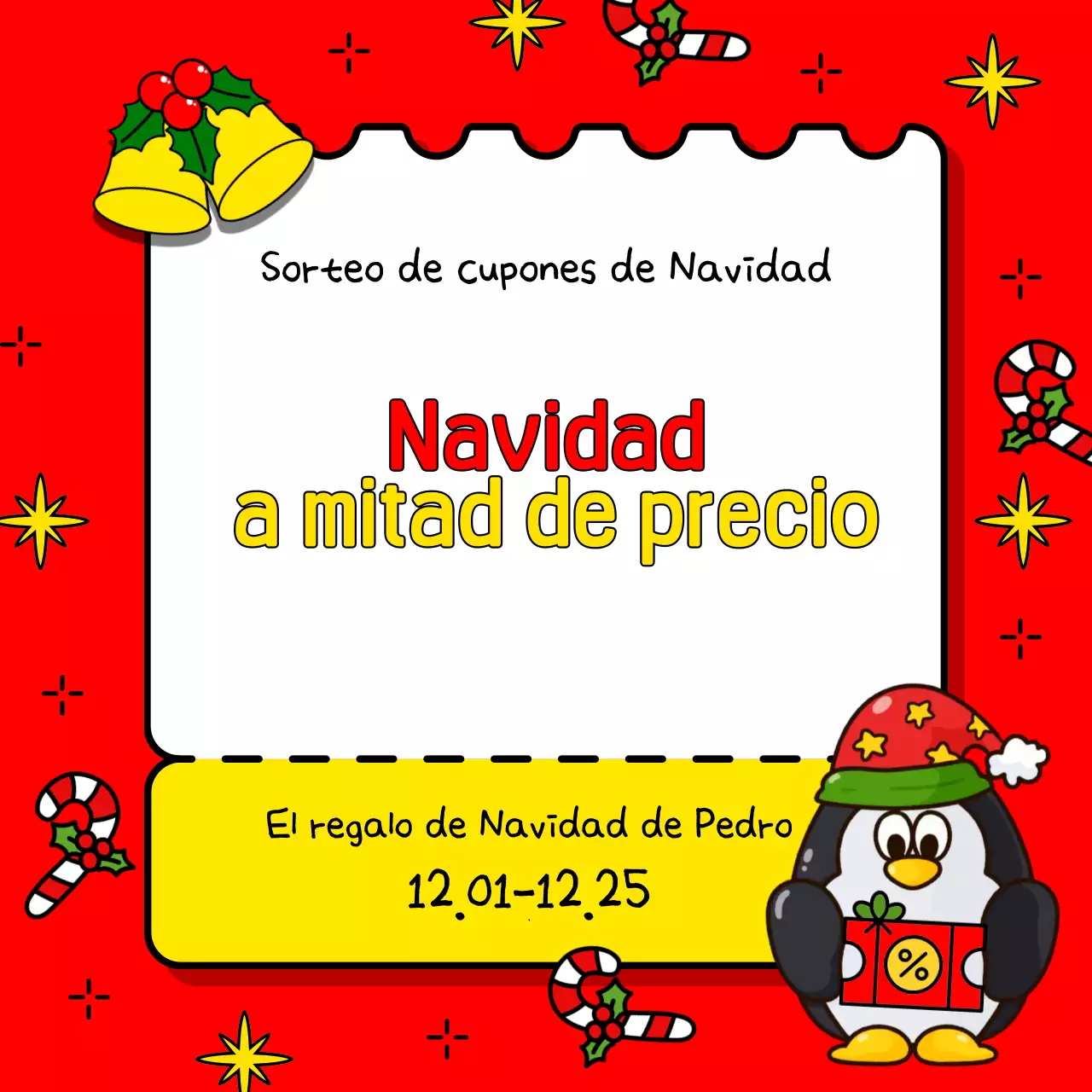 Anuncia tu evento navideño en rojo y verde con este simpático anuncio de eventos navideños