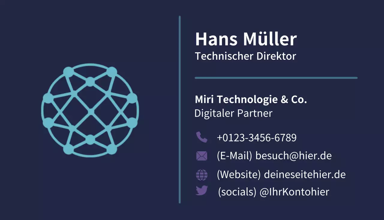 marineblau moderne Visitenkarte