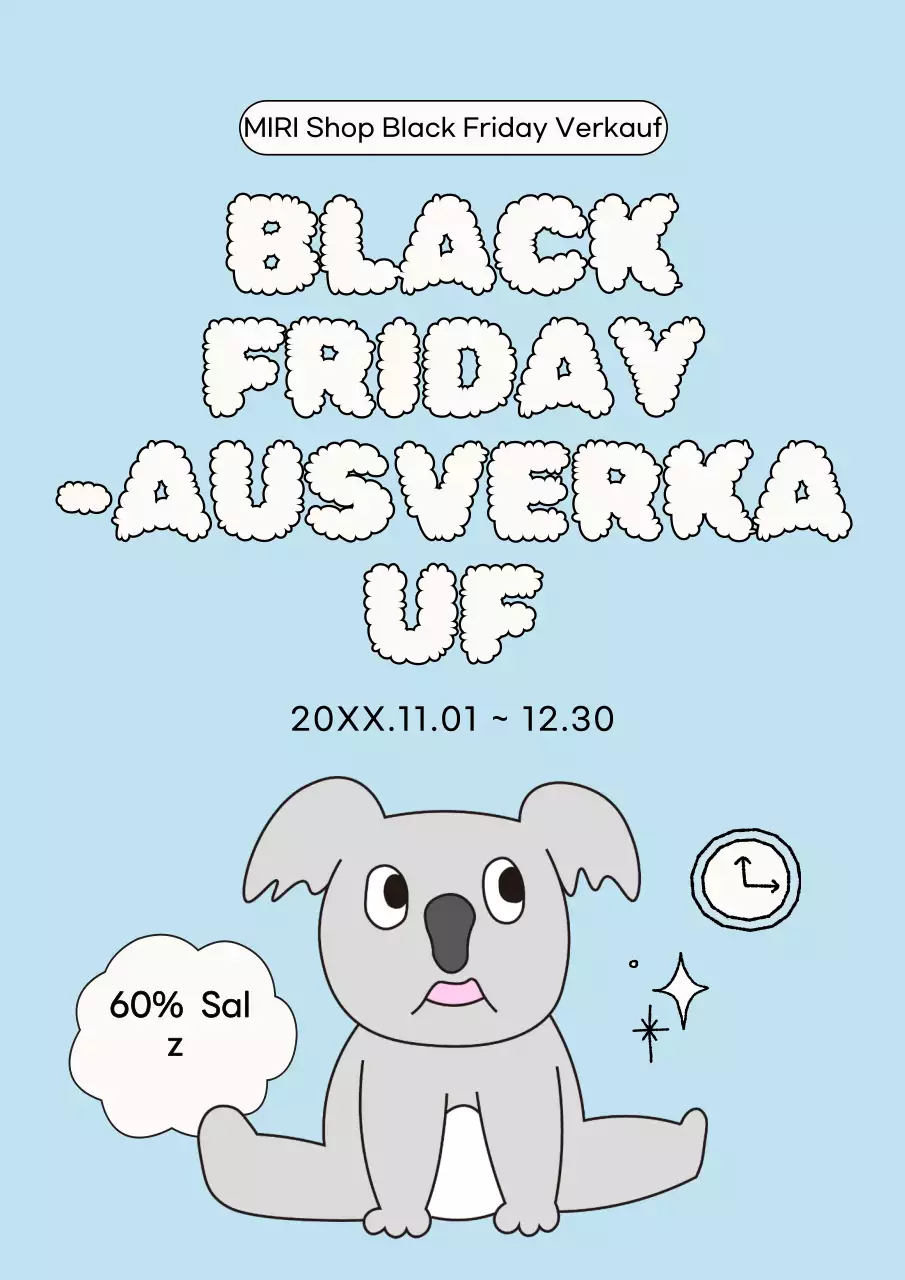 Black Friday Ausverkaufsaktion in Hellblau und süß