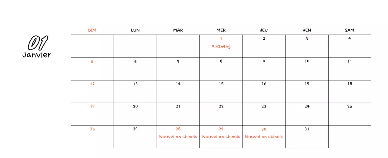Calendrier photo du Nouvel An