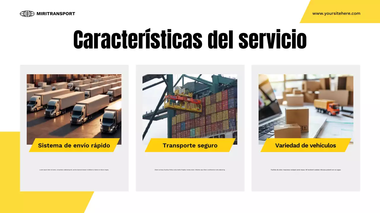 presentación del transporte moderno amarillo