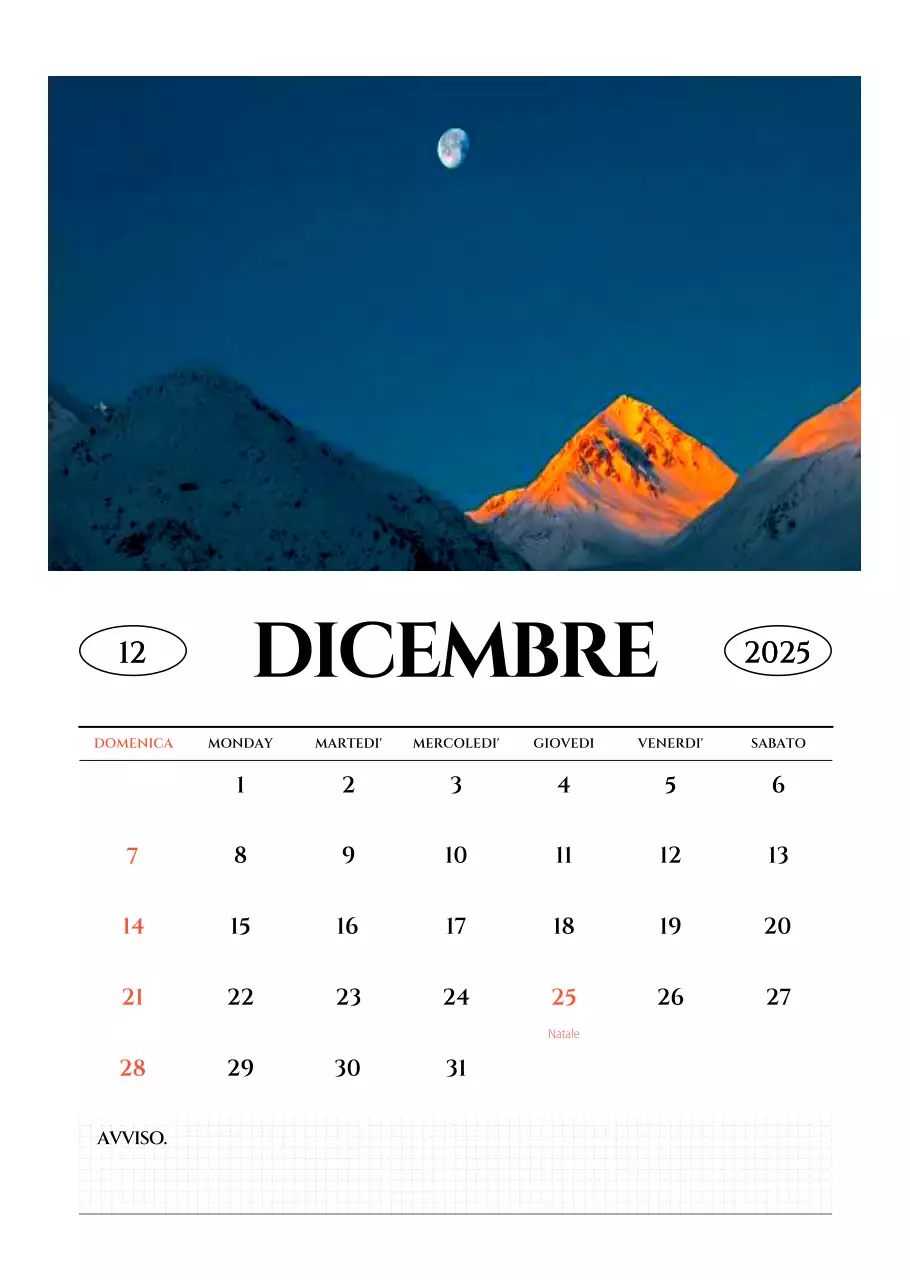 Calendario fotografico semplice