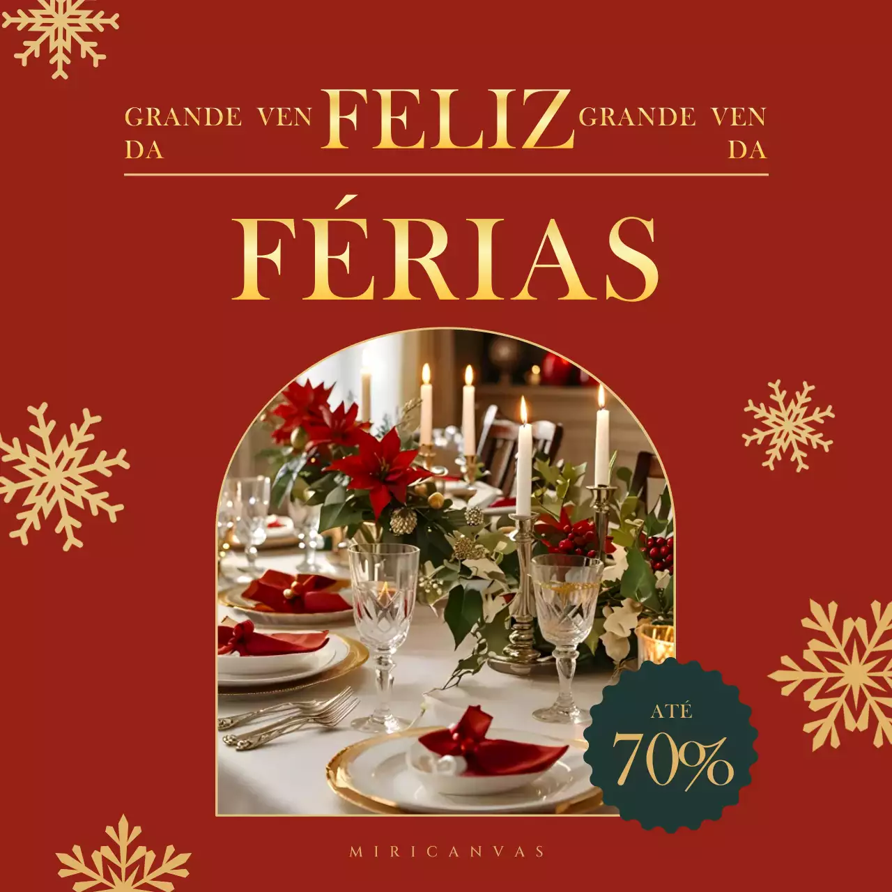 Um anúncio clássico de Natal vermelho para venda nas redes sociais