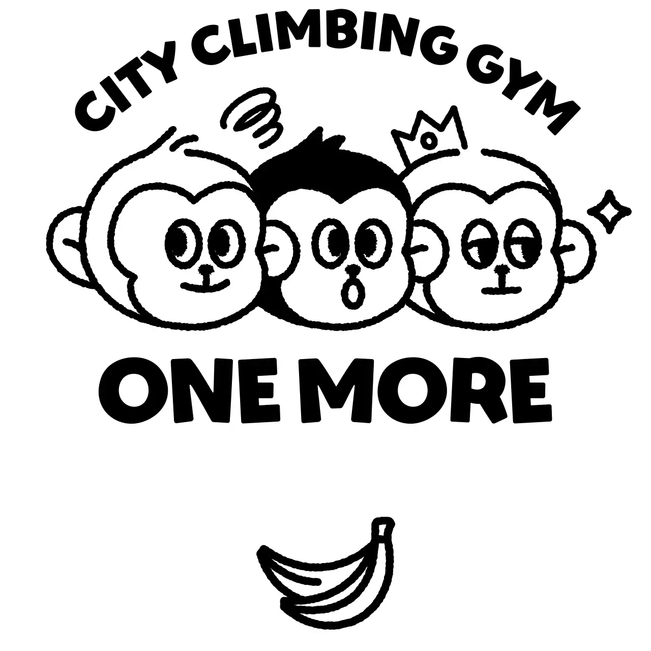 Logo olahraga sederhana dengan ilustrasi tiga monyet lucu