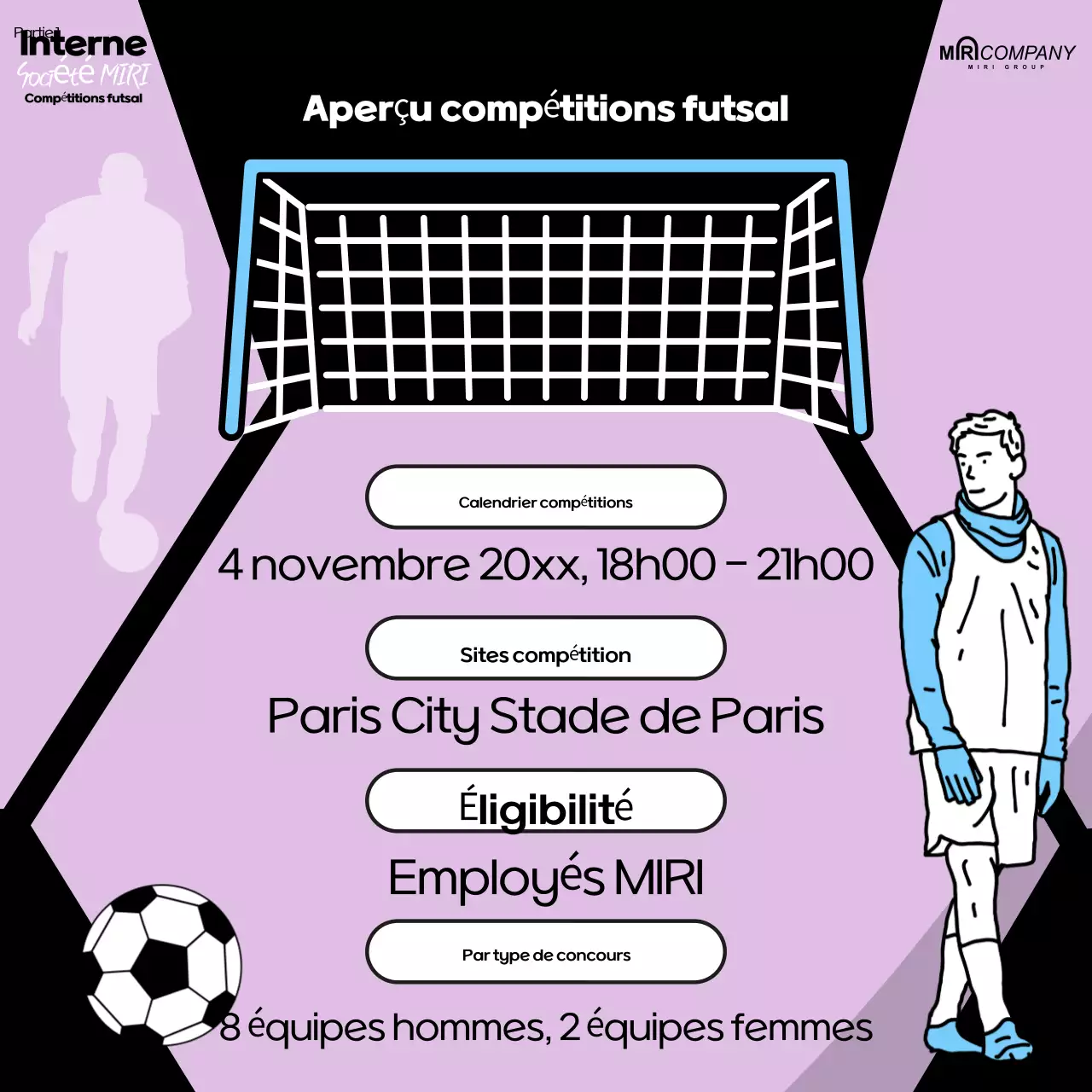 Événement football rétro mauve