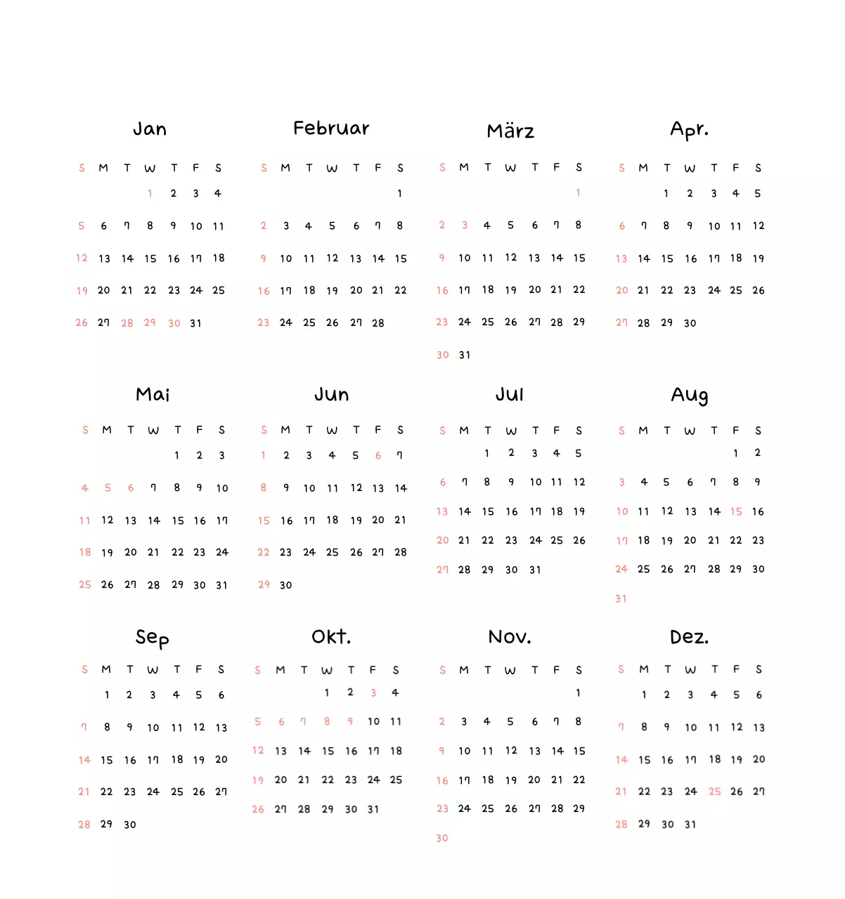 Niedlicher Neujahrs-Fotokalender