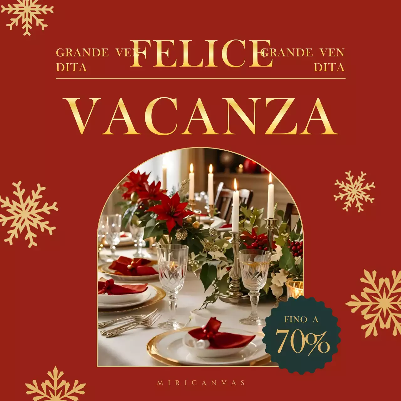 Un classico annuncio di vendita natalizio rosso sui social media